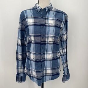 UEC Guess blue & white plaid flannel shirt XS